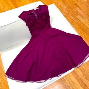 MUXXN Maroon Vintage Reproduction 50s Style Dress with Lace Lining